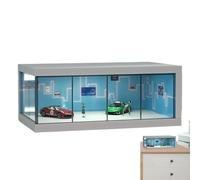 Model Car Display Case - 10.43×4.13×5.91in LED Garage Model, LED Lighting Parking Lot, Showrooms Cars Garage Building | Vehicle Toy Organizer Space-Saving Show Case With Light For Displaying