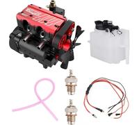 Model Engine Kit for Adults - L2 Mini Engine Build Kit That Runs on Gas, Twin Cylinder 4 Stroke Nitro Engine DIY Full Metal Car Engine Model Kit, TOYAN FS L200AC (KIT) (Red+Starter)