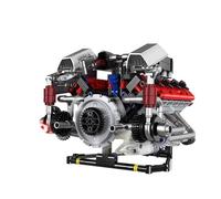 Model Engine Kit for Adults - Working Engine Statue with Sound - Remote Control Building Blocks Sets with LED Lights Desk Collectible for Display Kids Adults Home Workshop Classroom Workplace Birthday