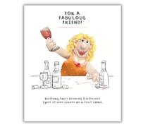 Model Family, Birthday Card for a Friend, Female Greetings Celebrating with Wine!, Multi-coloured, 18.4 x 15.4 cms