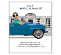Model Family, Birthday Card for Grandad, Grandad Greetings Card, Man in Open Top Car!, Multi-coloured, 18.4 x 15.4 cms