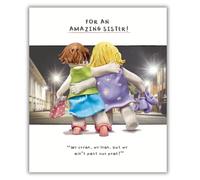 Model Family, Birthday Card for Sister, Amazing Sister Greetings Card Night Out!, Multi-coloured, 18.4 x 15.4 cms