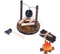 Model Hanging Cauldron Dollhouses Cauldron 1:12 Scale Realistic Cookware Hanging Pots Model For Camping Theme Miniature Scene