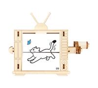 Model Kits for Assembly,Wooden Educational STEM Toy Television,Crank Animation Machine Set -