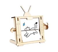 Model Kits, Wooden TV Shape STEM Toy, Hand Cranked Animation Machine Model Set, for Boys, Children, Birthday, Christmas, New Year, Preschool, Kindergarten