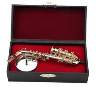 Model Musical Ornaments 5.4in Miniature Alto Saxophone With Stand And Case Gold Plated Music Instrument Model Home Desktop Ornaments