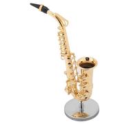Model Musical Ornaments 5.4in Miniature Brass Alto Saxophone Model Musical Instrument Ornaments With Stand And Case Home Decoration