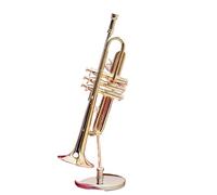 Model Musical Ornaments 6.5/9/12cm Copper Gold-plated Musical Instruments Collection Decorative Ornaments Mini Trumpet With Support(6.5cm)