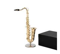 Model Musical Ornaments 8.5cm/14cm/16cm Miniature Copper Tenor Saxophone Model Mini Musical Instrument Decoration(14cm)