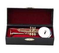 Model Musical Ornaments Miniature Trombone Trumpet With Stand And Case Gold Plated Mini Instrument Model Musical Ornaments(Trumpet)