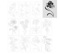Model Painting Flowers Floral Stencil 11 Pieces 18x28cm Artistic Drawing | Template Decoration Wall Floor Furniture Map Creation Garden | DIY Accessory PET Reusable Easy Cleaning | Do It
