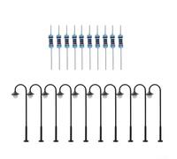 Model Railway Lamp, 10Pcs Model Railway Led 1:87~150 Lamps HO N Scale 4.5cm/1.77 Inch Round Head Street Lights for Railway Layout
