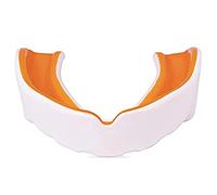 MODEL Sports Mouthguard Gum Shield Senior Double Colure with Case All Contact Sports Football Rugby Field Hockey MMA Boxing Basketball Taekwondo Lacrosse (White Orange)