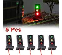 Model Train Lighting Kit 5Pcs LED Signals with Three Light Options for OO HO Scale Railroads