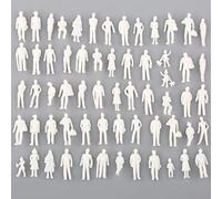 Model Train People Passengers, 1:75 Scale White Unpainted Architectural Miniature People Figures, 25mm or 0.98inch Plastic Mixed Figures for Miniature Scenes-50PCS