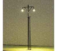 Model Train Yard Light Set with 4 HO Scale LED Lamp Posts Featuring Metal Construction, Operating at 3V DC, Resistors for 9V to 16V DC Power (A)