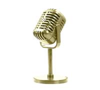 Model Vintage Mic Toy Retro Microphone Props with Stand Vintage Microphone Toy Prop Model Antique Prop Mic for Party Role Play Stage Table Decorations