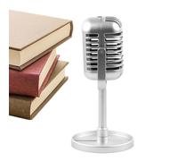 Model Vintage Toy For Studio - 6.5 Inch Retro Microphone Prop, Desktop Decorative, Classic Metal Ornament | Stage Display Vintage Microphone Model For Halloween Party Wedding Birthday