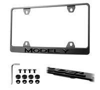 Model Y License Plate Frame - Stealth Black Powder Coated UV Resistant License Plate Holder Stainless Steel - One Piece - Compatible with Tesla ModelY EV 2020-2025 (Letters