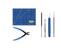 Modelcraft Basic Modelling Tool Set for Beginners, Includes Sprue Clippers, File, Tweezers, Paint Brush and Cutting Mat