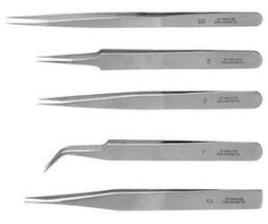 MODELCRAFT PTW2185/S TWEEZERS, STAINLESS STEEL, 5PC SET