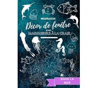Modèles de décors de fenêtre avec marqueurs à la craie: Sous la mer (La magie des fenêtres à la craie)