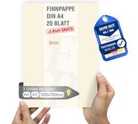 Modellbauwerk® 20 + 3 Sheets Free Fin Cardboard DIN A4 | 3 mm Thickness | for Model Making and Crafts | Architecture | Study | Diorama | Finnish Wooden Cardboard | Skanboard | Scrapbook | Cardboard |