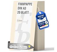 Modellbauwerk® 20 Sheets of Finnboard DIN A3 | 2.5 mm Thickness | for Model Making and Crafts | Architecture | Study | Material | Diorama | Finnish Wooden Cardboard | Skanboard | Scrapbook | Cardboard