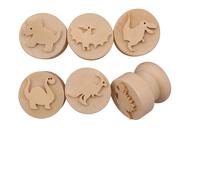 Modelling Tools | Wooden Modelling Dough stampers | Pack of 6 Designs | Dinosaur | Pack of 6 stampers