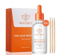 Modelones 30ml Nail Glue Remover for Press On Nails, Upgrade Clear Stick On Nails Remover for Acrylic Tips, Nail Polish Remover with Wood Stick
