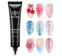 Modelones 3D Gel for Nails, 3D Nail Gel SculptingGel, Drawing, Charms & Gems Glue, Nail Stuff for Chrome Powder and Rhinestone Design No Wipe, U V Light Cured Salon & DIY Use