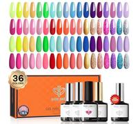 Modelones 40 Pcs Gel Nail Polish Set, 36 Colors Rainbow Neon Gel Polish with Base Matte Glossy Top Coat Pink Red Nail Art Starter Kit Manicure Set Home DIY for Women