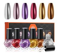 Modelones 6-Color Chrome Holographic Nail Polish Set - Gold, Silver, Brown, Red, Metallic Sparkle - Quick Dry, Salon-Quality, DIY Nail Art