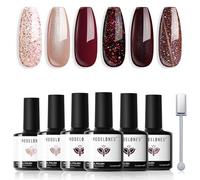 Modelones 6 Color Gel Nail Polish Set - Brown, Red, Nude Winter Colors - Cat Eye Magnetic Gel Polish for DIY Salon Home Use