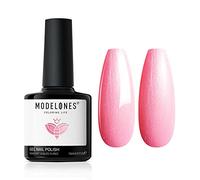 Modelones Baby Pink Gel Polish, 1 Pcs 15ml Glitter Pink Color Gel Nail Polish Soak Off LED Long Lasting French Manicure Essential Gel Nail Varnish Salon Design DIY at Home Gifts for Women