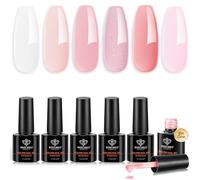Modelones Builder Gel 6 Colors, 8-in-ONE Pink Clear Gel Builder for Nails, Hard Gel Nail Strengthener Extension Color Base Builder Gel in a Bottle