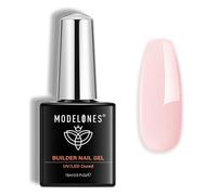 Modelones Builder Gel, 8-in-1 Barely Pink Gel Builder for Nails, Hard Gel Nail Strengthener Color Base Gel Extension Gel Nail Builder Gel in a Bottle 15 ML for Women
