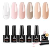 Modelones Builder Nail Gel 6 Colors, 8-in-ONE Pink Brown Builder Gel Set for Nails, Hard Gel Builder Nail Strengthener Extension Color Gel Base Gel Builder Gel in a Bottle