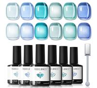Modelones Cat Eye Gel Nail Polish 6 Colors Light Blue Green Glitter Cat Eye Gel Polish With Magnet Sparkle Series Nail Kit Soak OFF Nail Art Manicure Salon DIY Gift For Women