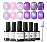 Modelones Cat Eye Gel Nail Polish 6 Colors Purple Pink Glitter Cat Eye Gel Polish With Magnet Sparkle Galaxy Series Nail Kit Soak OFF Nail Art Manicure Salon DIY Gift For Women
