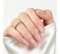 Modelones Extra Short Almond Press on Nails, Milky Pink, Soft Gel | 24PCS in 12 Sizes Fake Nails,Tabs Mini Nail File, Prep Pad, Salon-Quality Fake Nails, Curved Fit, Reusable Stick-On Nails