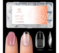 Modelones Extra Short Oval Nail Tips, 360pcs Pre-etched Clear Fake Nails Press On Full Cover Half Matte Acrylic Gel Kit False Tips for Extension Salon DIY at Home 15 Sizes