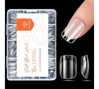 Modelones Extra Short Square Nail Tips -216Pcs Nail Tips for Gel Extensions Half Matte Full Cover Clear Acrylic Gel Kit False Press on Nails Manicure Salon DIY at Home 12 Sizes