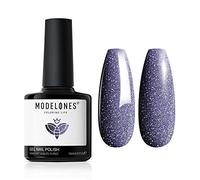Modelones Galaxy Purple Gel Polish, 1 Pcs 15ml Glitter Purple Color Gel Nail Polish Soak Off LED Long Lasting French Manicure Essential Gel Nail Varnish Salon Design DIY at Home Gifts for Women