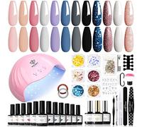 MODELONES Gel Nail Kit - 12 Colors Pink White Black Gel Nail Polish Set with Lamp Starter Kit, Gel Nail Polish Kit 48W Nail Lamp, Base Coat Top Coat Manicure Sets Nail Art DIY at Home