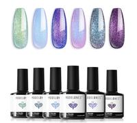 Modelones Gel Nail Polish 6 Colors Aurora Shimmer Glitter Gel Nail Polish Set Blue Purple Chameleon Gel Polish Soak Off Green Nail Gel Nail Art DIY Manicure Salon and Home for Women