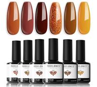 Modelones Gel Nail Polish, 6 Colors Autumn Gel Polish Set Gold Glitter Orange Nail Polish Soak Off Dark Brown Nail Art DIY Manicure Salon and Home for Women