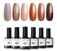 Modelones Gel Nail Polish Set, 6 Colors Autumn Nude Orange Chameleon Gel Polish Brown Gel Nail Polish Set Soak Off Glitter Nail Gel Nail Art DIY Manicure Salon and Home for Women