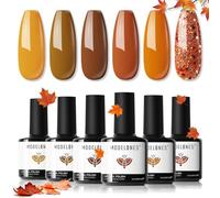 Modelones Gel Nail Polish Set - 6 Colors Fall Gel Polish Kit, Orange, Yellow, Brown, Glitter, Neutral, Nude, Soak Off, DIY Salon Manicure