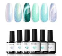 Modelones Gel Nail Polish Set, 6 Colors Green Cat Eye Gel Polish White Glitter Light Mint Green Nail Polish Set Jade Mermaid Pastel Shimmer Nail Varnish Kit Soak Off Nail Art Manicure DIY Salon